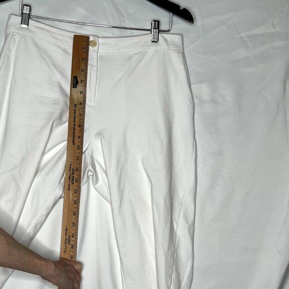 Eileen fisher size PM white pants stretchy button-fly pockets waist cropped - Picture 4 of 13